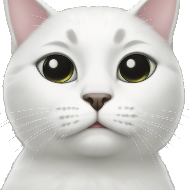 white cat with black ears and black spot on face around eye  emoji