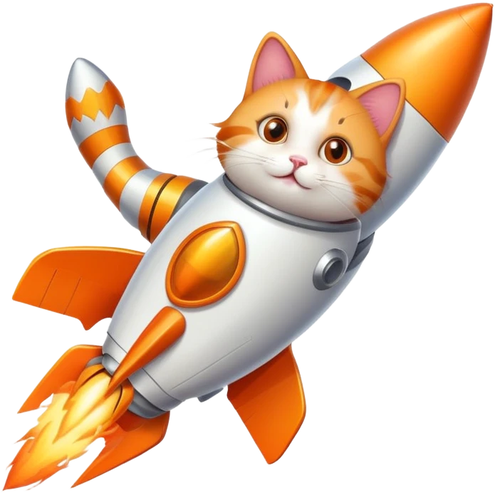 Cat riding on rocket emoji