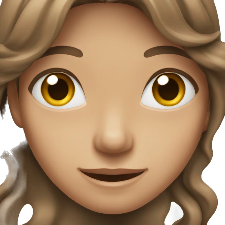 a female waving with brown hair and brown eyes long wavy hair emoji
