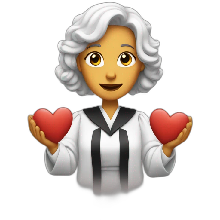 judge shows the heart by her hands emoji