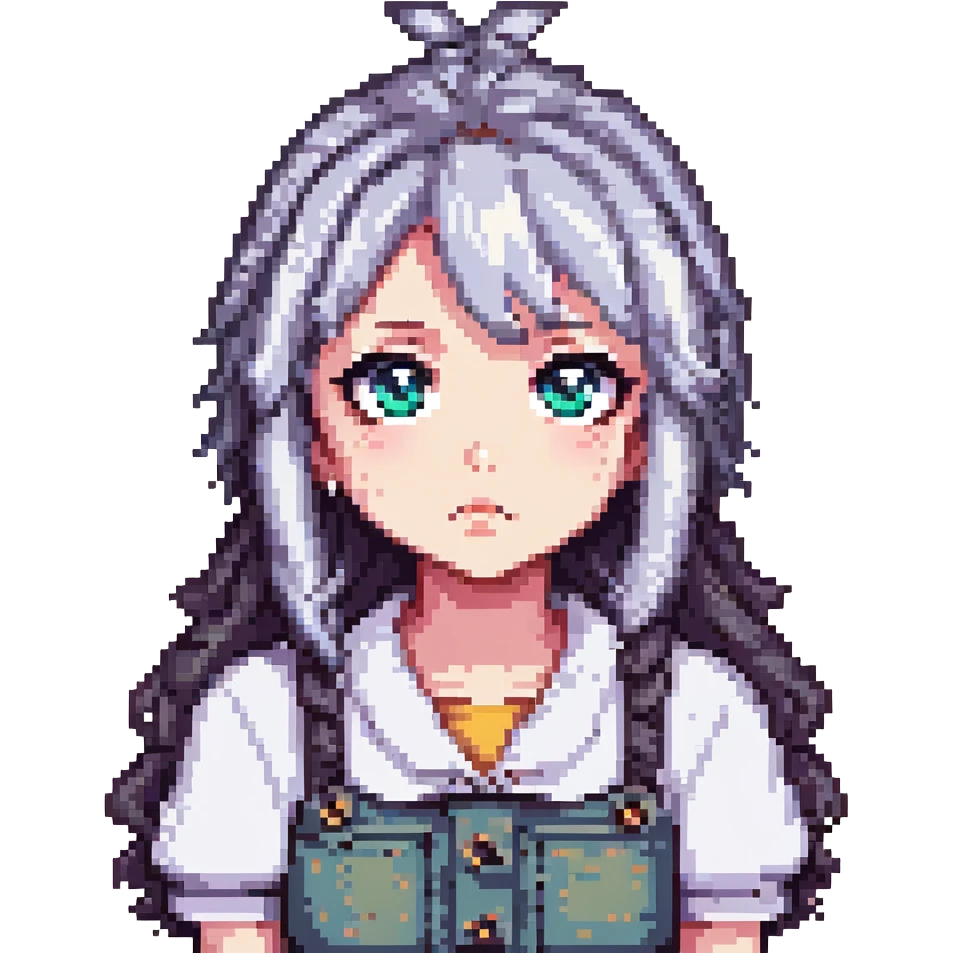 cute anime girl, pixel art style, big eyes, playful expression, detailed hair emoji
