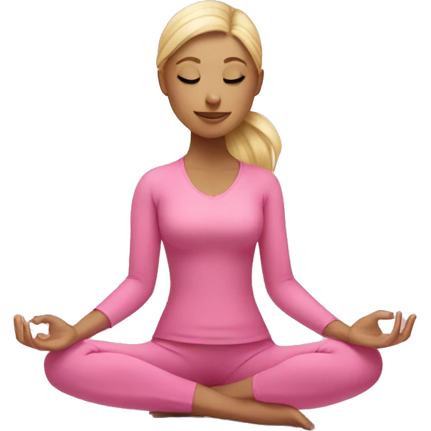 Blonde girl doing yoga in pink suit  emoji