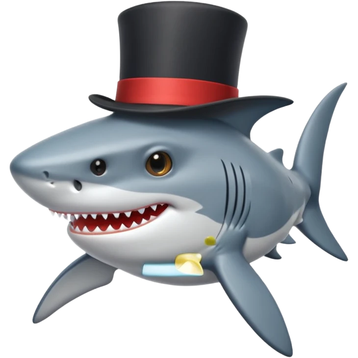 Shark with a top hat emoji