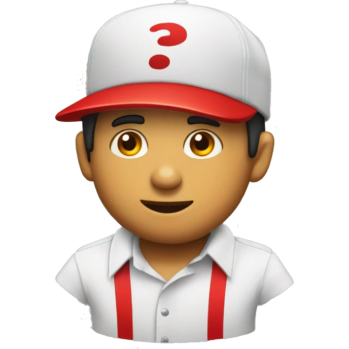 tendero con camisa roja y gorra roja vendiendo un chance  emoji