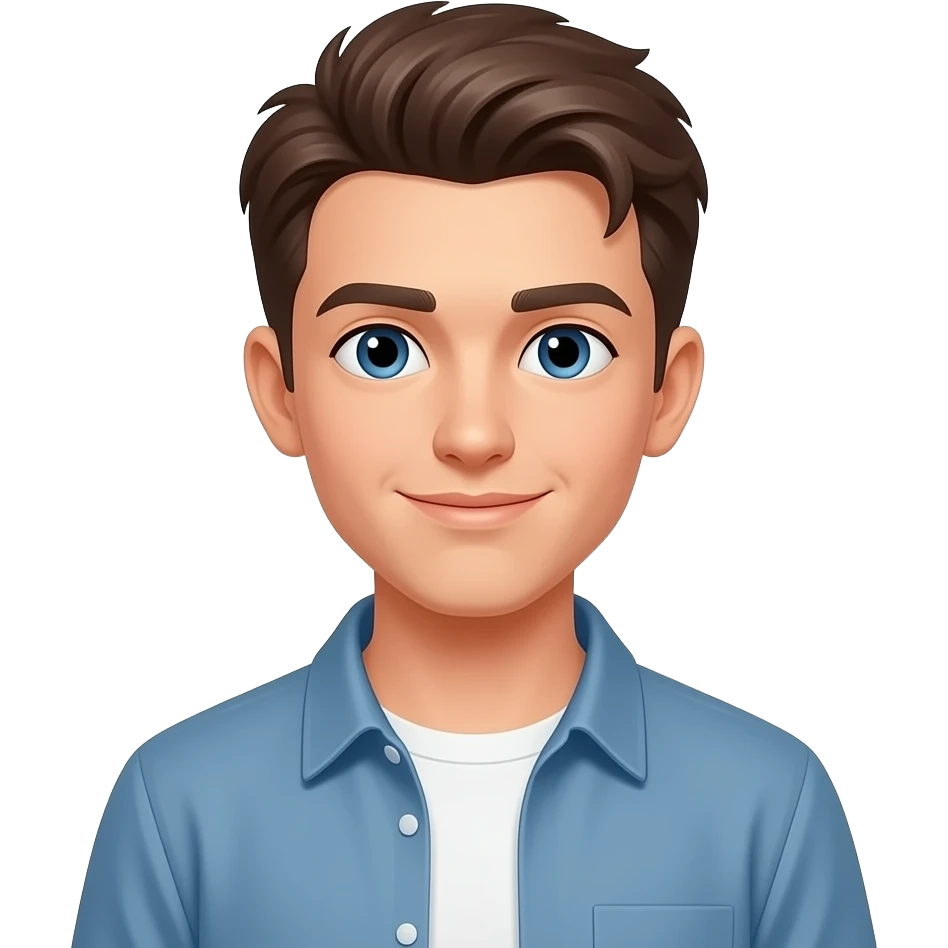 A tall teenager boy with freeforms emoji