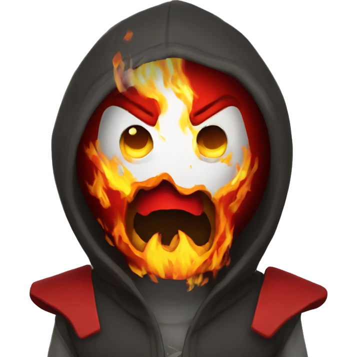 Un diablo rojo con fuego y enojado  emoji