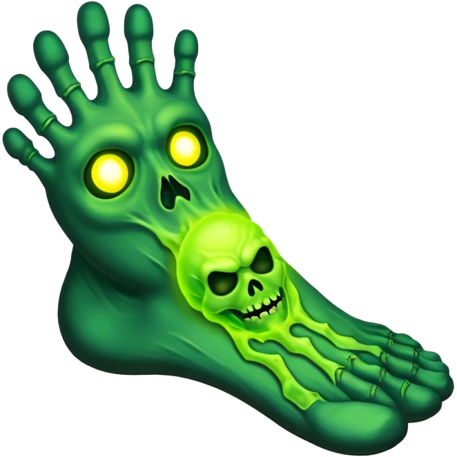 radioactive foot with evil face emoji