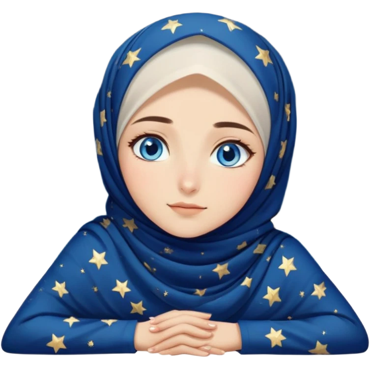 Turkish beautiful finish Konya girl blue eyes with starry night hijab dress and watching the sky on the ground  emoji