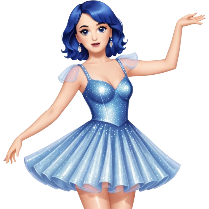 Katy Perry in a sparkling dress, dancing on stage, Lifetimes Tour emoji