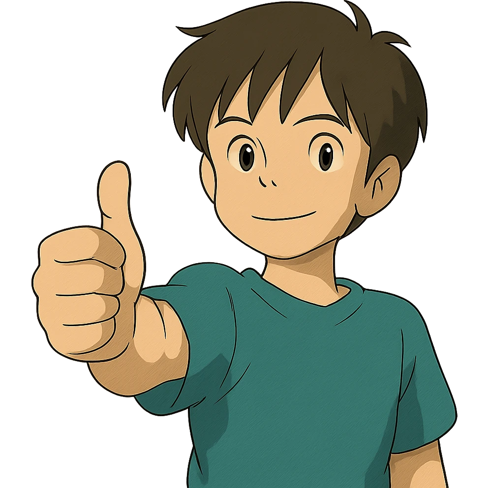 ghibli style thumb pointing forward emoji