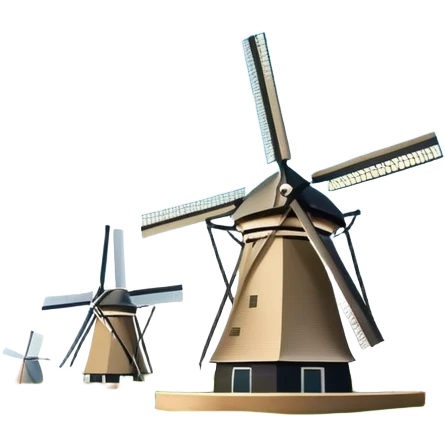 cinematic-realistic-kinderdijk-windmills-landmark-emoji,-showcasing-traditional-dutch-windmills-aligned-along-a-tranquil-canal,-with-lush-green-fields,-soft-ripples-in-the-water. emoji