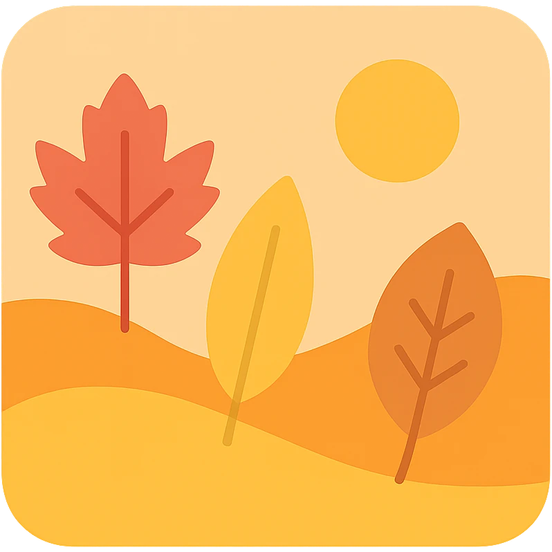 fall season scene in a square with leaves, warm tones emoji