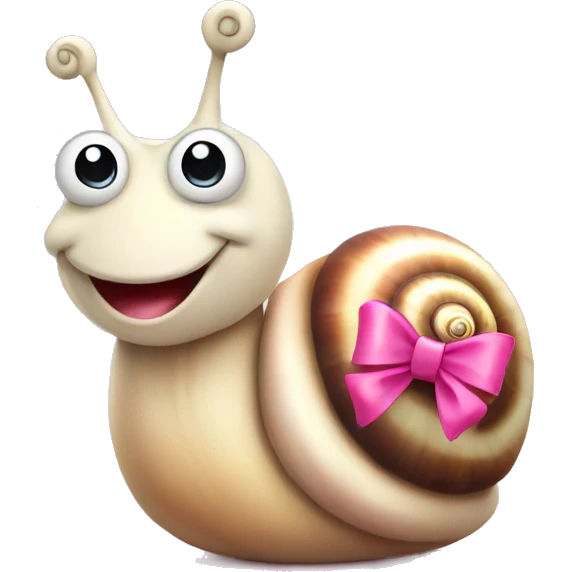 happy snail with pink cute bow  emoji