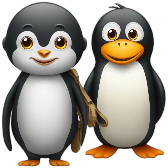 Penguin and monkey emoji