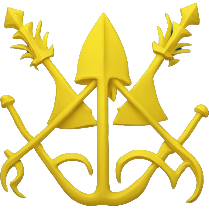 ukraine trident, the tryzub, yellow on blue backgrond emoji