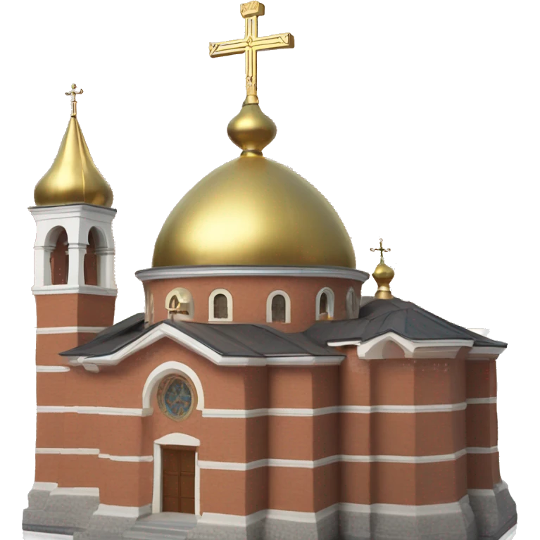 Orthodox church with golden dome and red bricks facade emoji