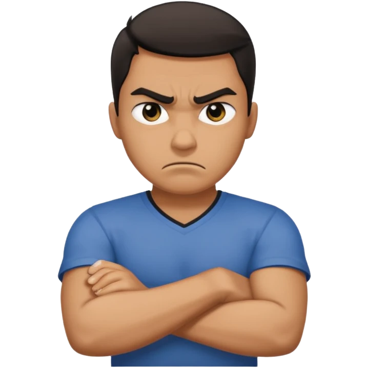 Arms crossed holding next angry guy emoji