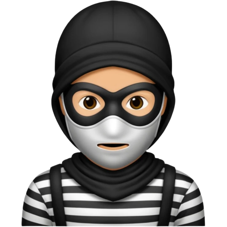 burglar with mask and black white clothes emoji