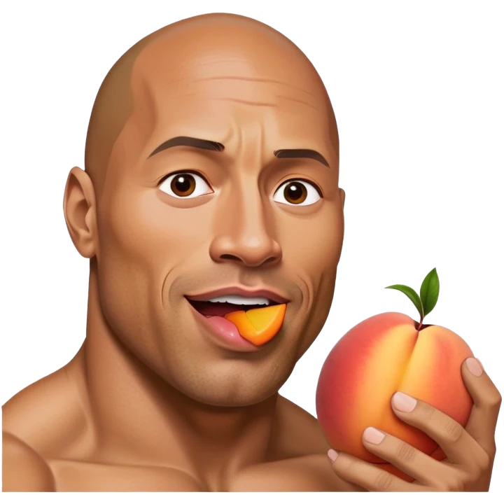 Dwayne the rock Johnson licking a peach emoji