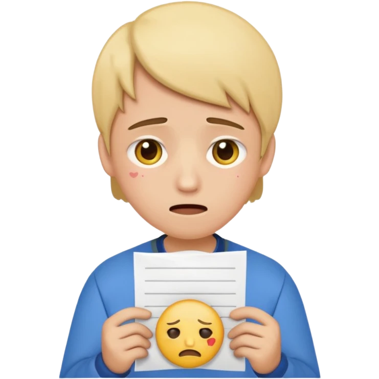 emoji student sad holding paper IELTS 5.5, crying, failure, white background emoji