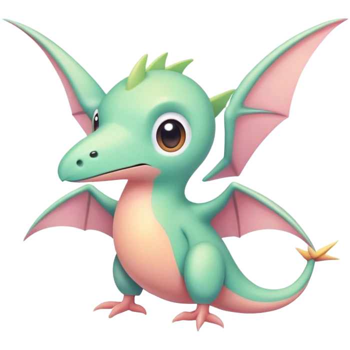 A cute, kawaii style pastel pterodactyl emoji