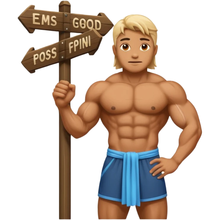 god in front of a signpost emoji