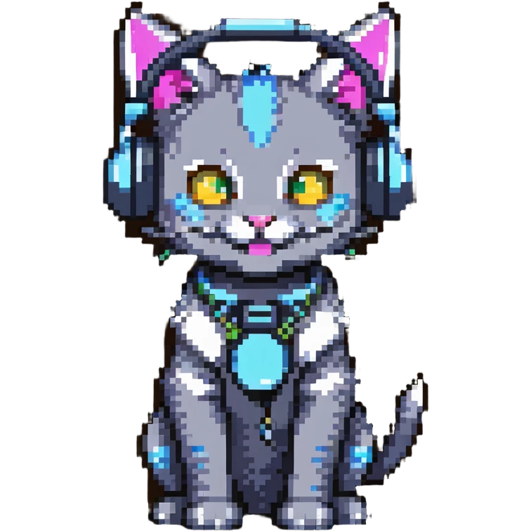 a smiling cybercat wearing headphones emoji