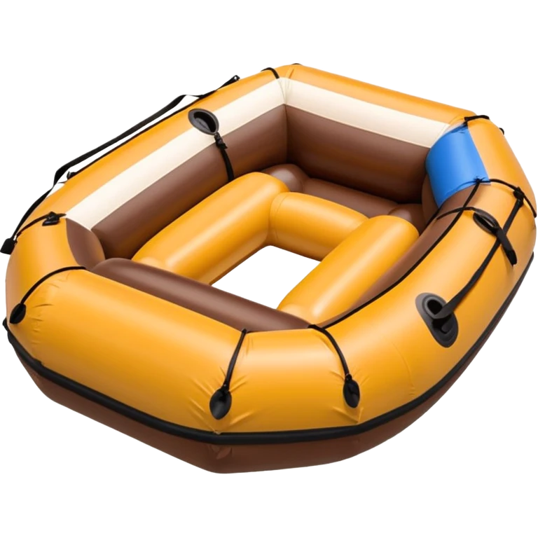 brown round inflatable boat with several seats around the perimeter emoji