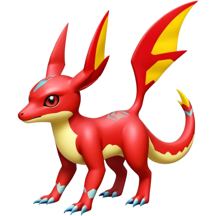  Cute Shiny Exotic Colorful Guilmon-Latias-Koraidon-Umbreon-Fakémon-hybrid-creature (full body)  emoji