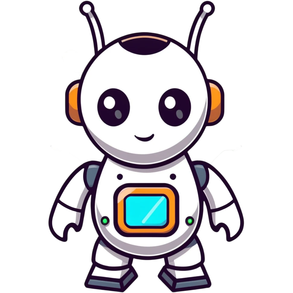 Cute robot character with blinking lights and antenna emoji