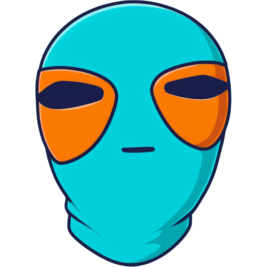 teal and orange ski mask emoji