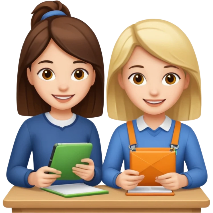 TWO GIRLS DOING A PROJECT PROFESSIONAL emoji