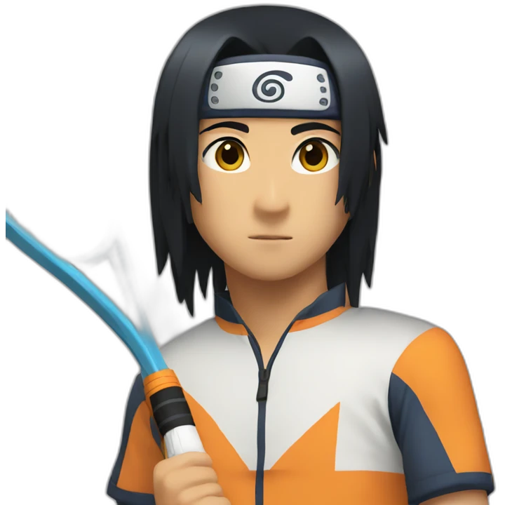 naruto but with black hair playing tennis emoji