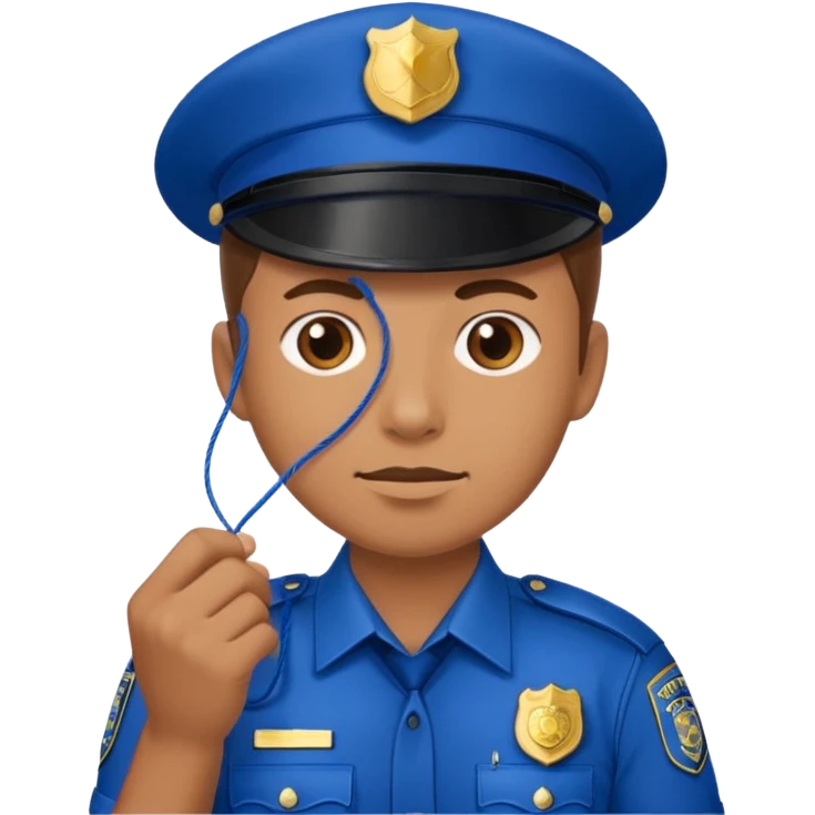 police officer holding a blue thread emoji