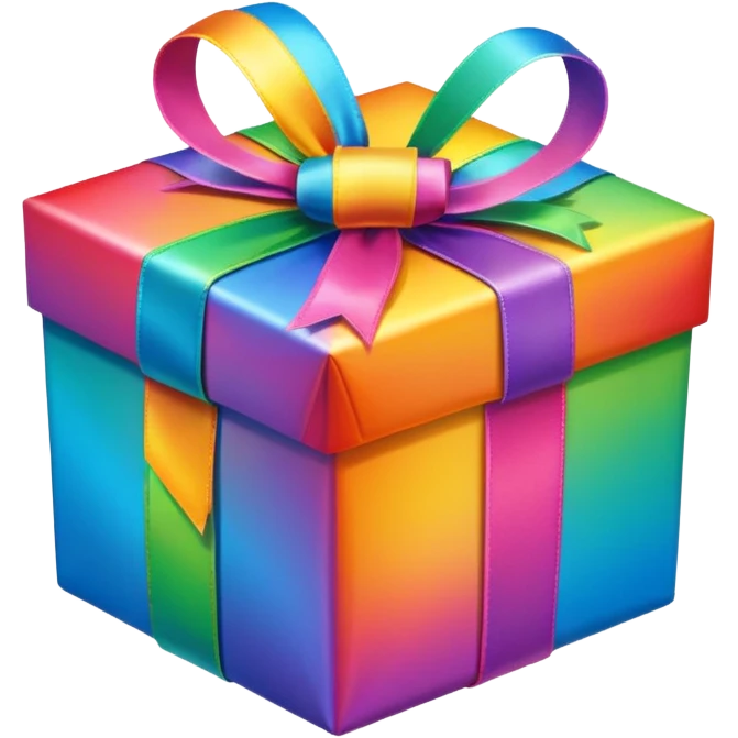 bright rainbow gift box emoji
