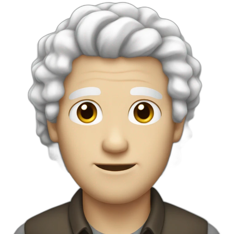 white man with curly white hair and dark roots emoji