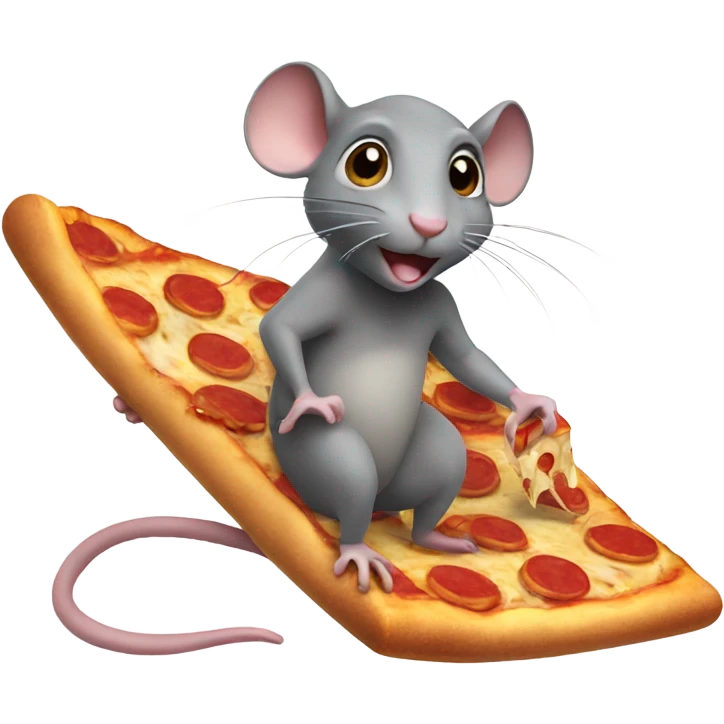 Rat surfing eating pizza emoji