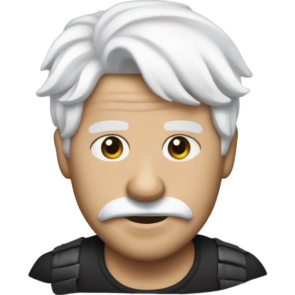 man with white hair and a blindfold biting lip emoji