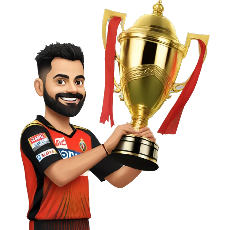 viral kohli with ipl trophy for rcb emoji