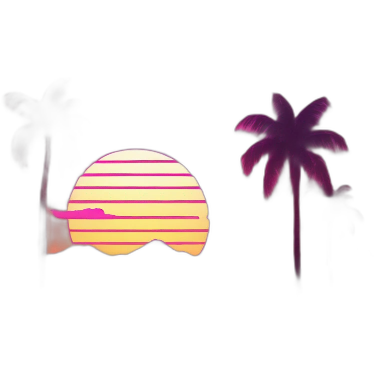 Retro vaporwave synth 80s aesthetic landscape sunset vibrant emoji