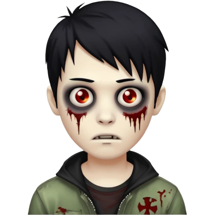 boy zombie with black hair, emo style emoji