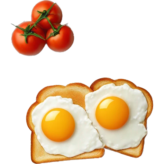 Toast with fried egg and tomatoes on the white plate emoji