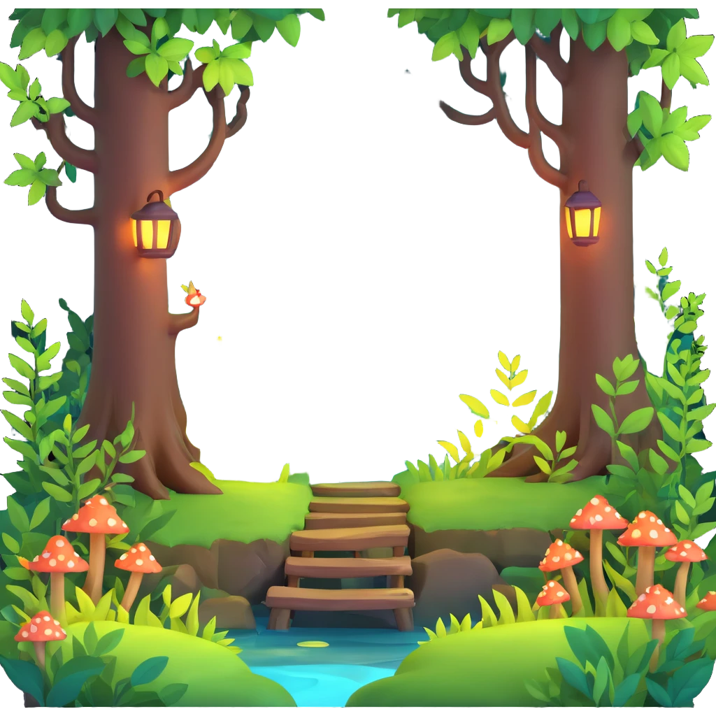 enchanted forest with glowing plants and magical atmosphere emoji
