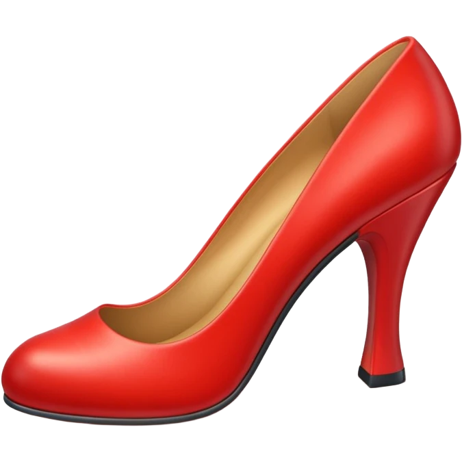 Generate a high-quality 3D cartoon-style emoji of a red high-heeled shoe, realistic shading, smooth gradient colors, rounded and cute appearance, simple white background, high-resolution. emoji