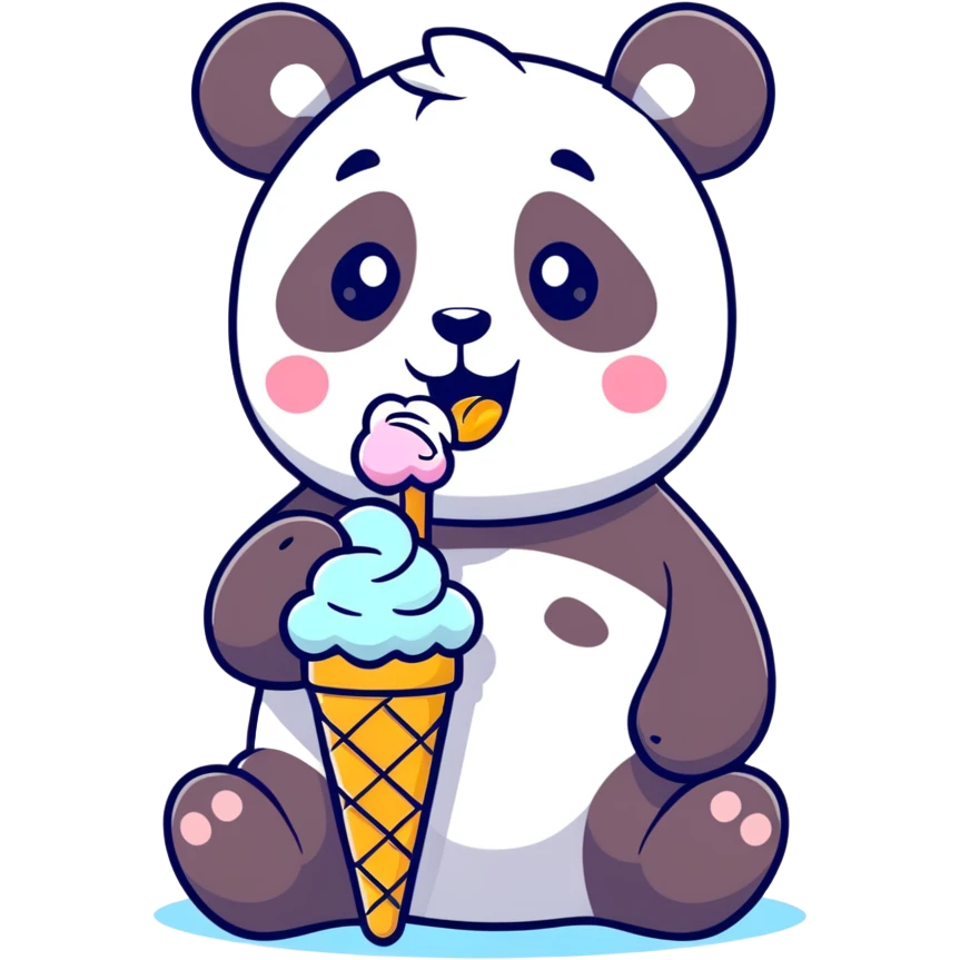 Panda eating ice cream emoji