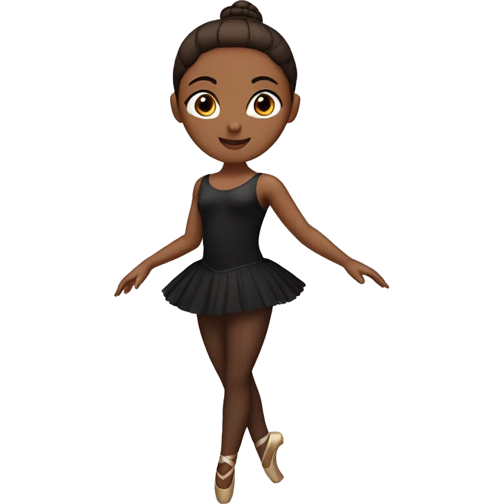 ballerina in black leotard with dark brown bun on the head emoji