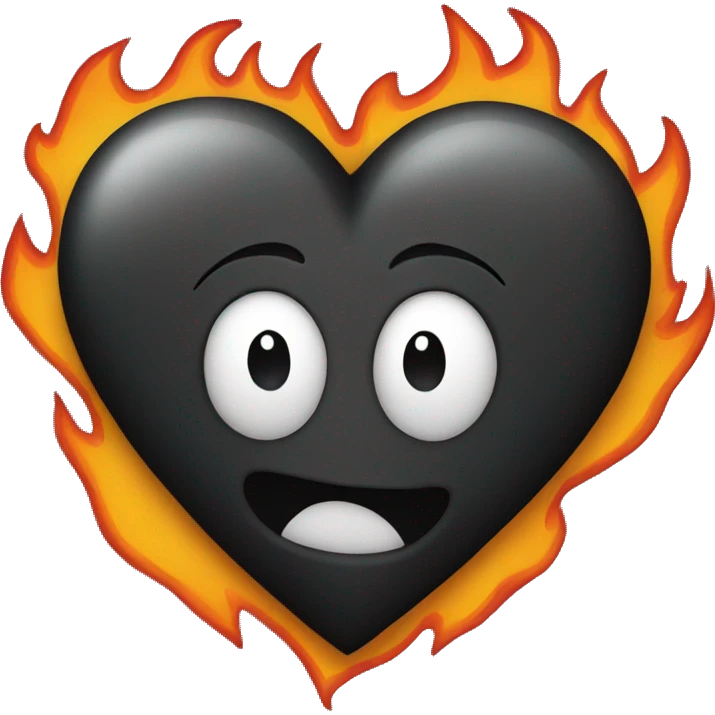 Black heart with flames around it emoji