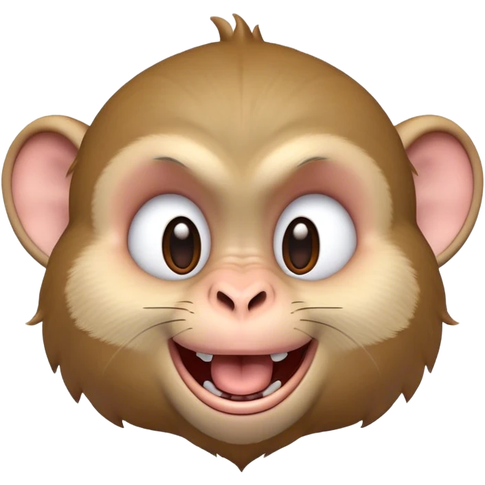 Cinematic Adorably Mischievous Macaque Portrait Emoji, Head tilted in a playful wink with an exaggerated, cheeky grin and a slightly raised eyebrow, featuring a compact, nimble build with fluffy fur and round, twinkling eyes brimming with mischief, Simplified yet irresistibly endearing features, highly detailed, glowing with a bright, joyful radiance, high shine, lively and quirky, stylized with an air of whimsical primate fun, soft glowing outline, capturing the essence of a mischievous macaque that seems ready to pull a playful face and scamper into your heart! emoji