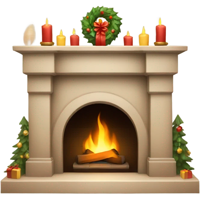 Beige colored christmas fireplace  emoji