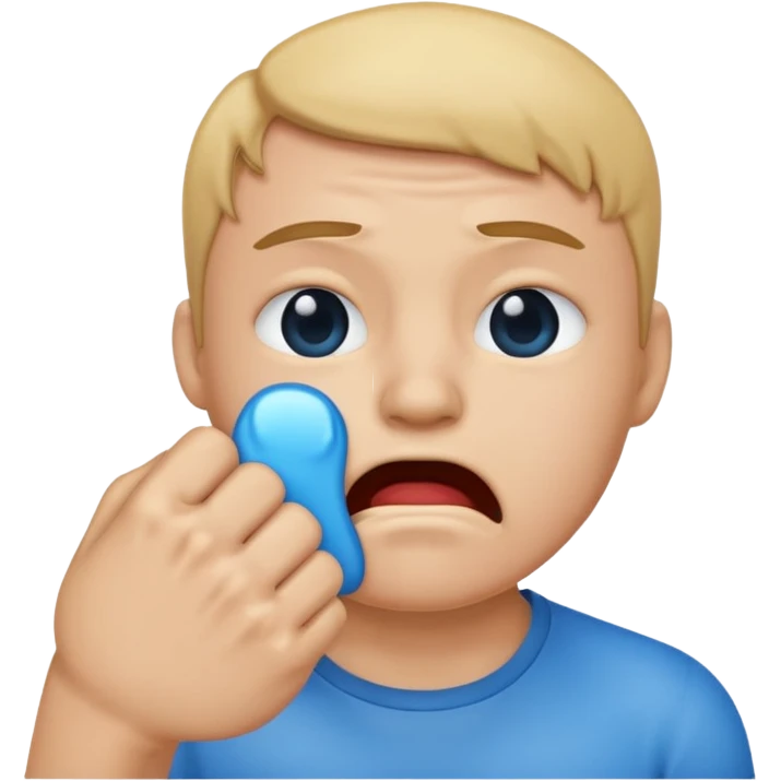 Crying emoji with fist in front of mouth emoji